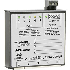 BACnet gebouwbeheer EIBAS-100T/R Ethernet switch DIN-rail 5 poorts